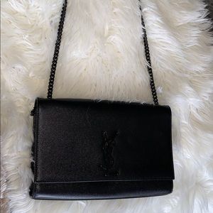 YSL Medium Kate chain bag black on black